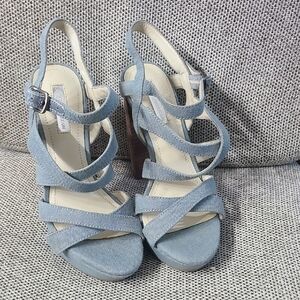BCBGeneration Light Blue Denim Strappy Heels